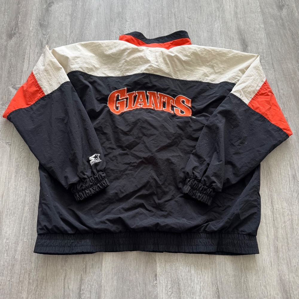 Vintage Starter San Francisco Giants MLB Windbreaker Jacket XL Black Orange SF